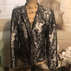Josephine Chaus silver and black blazer size 4